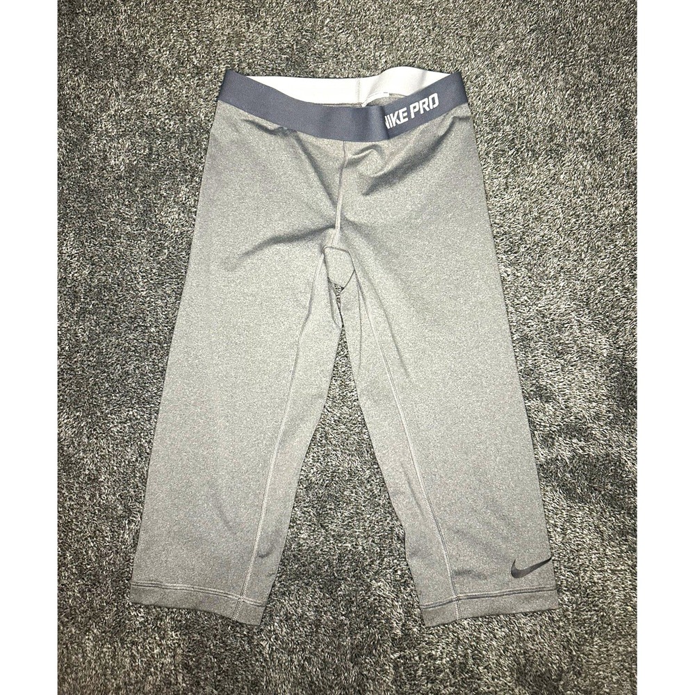 Nike Pro Womens Medium Dri-FIT Capri Compression Leggings Gray Cropped Training